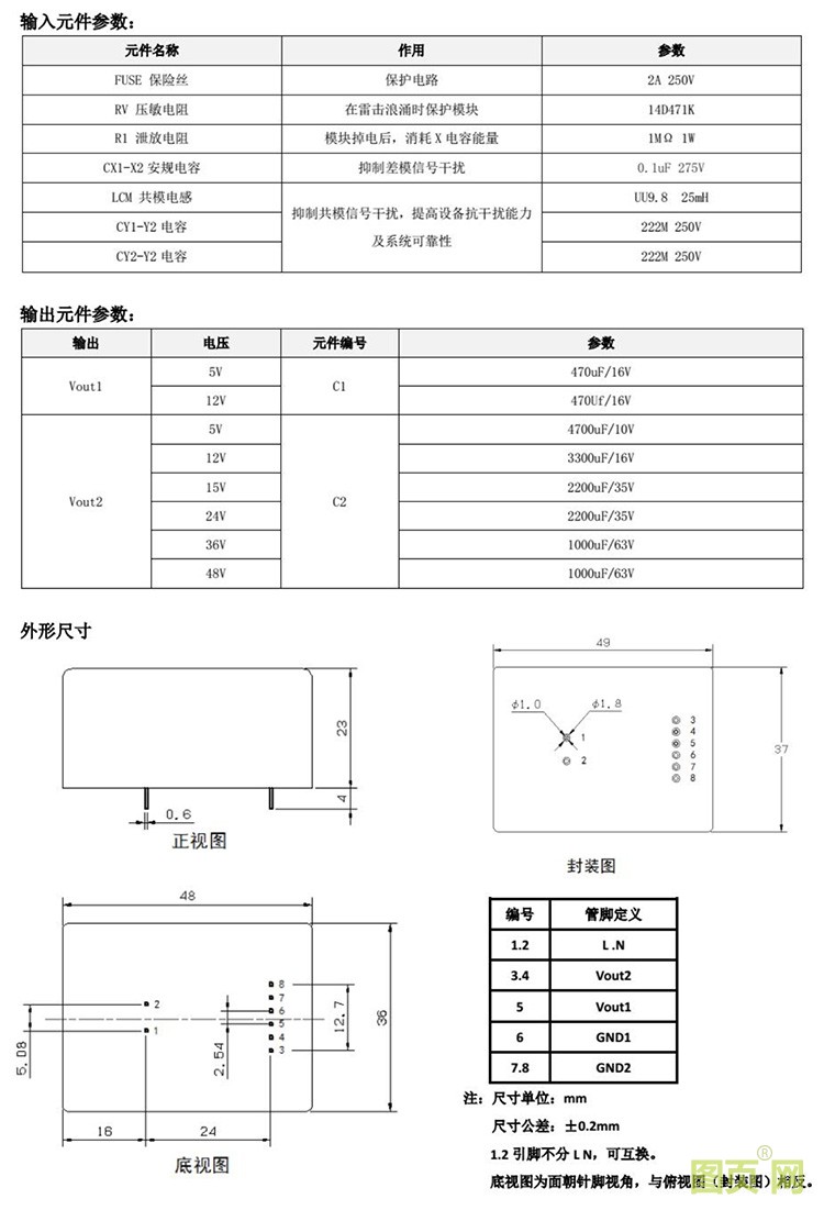 36W雙路電源模塊規格書3