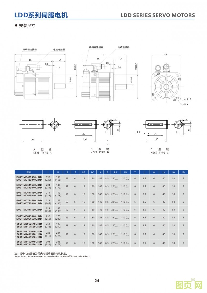 22-LDD series 130ST servo motor 華大絕對值伺服電機 130法蘭電機尺寸